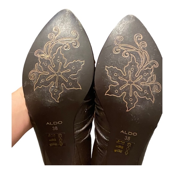 Aldo brown leather retro style kitten heel with pointed toe. Sz 38 - Picture 8 of 16